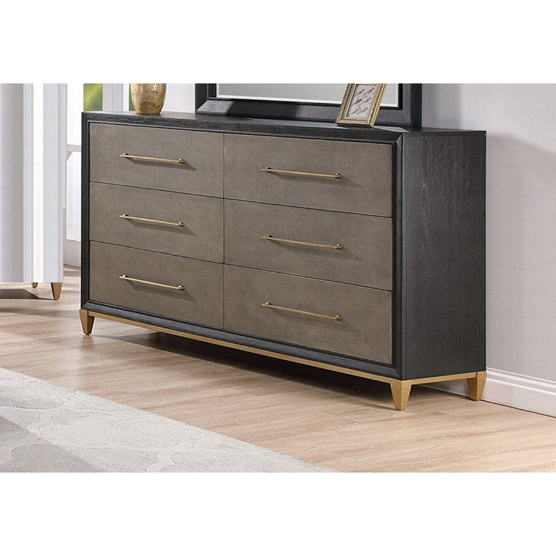 Commode en bois brossé 6 pièces