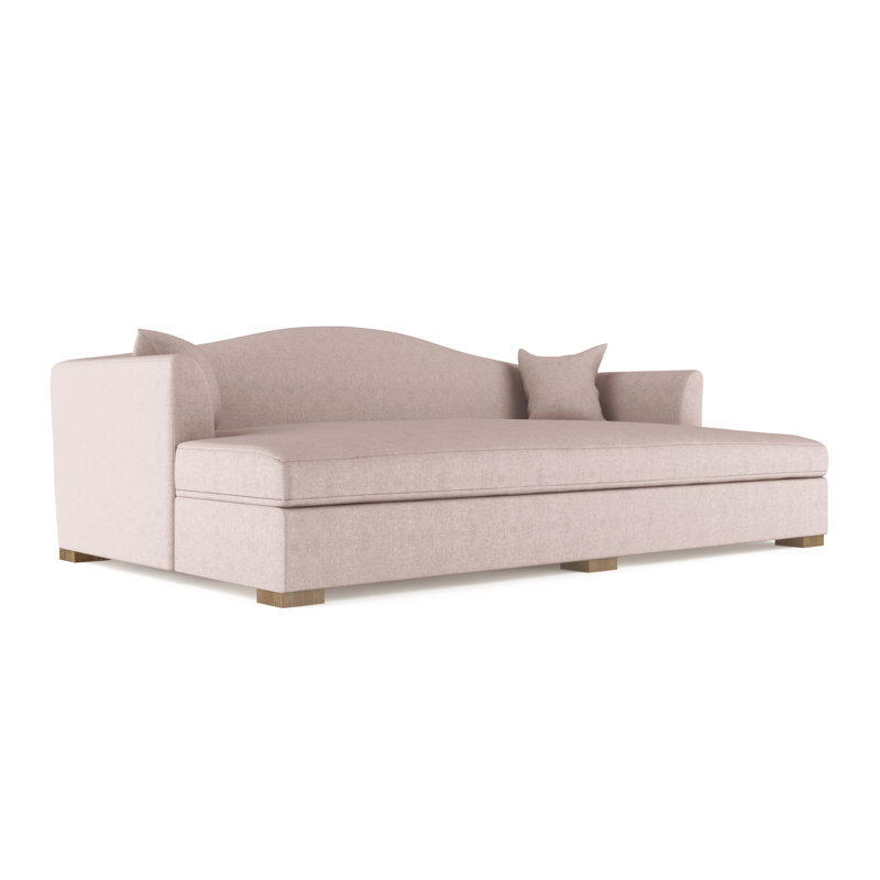 Horatio Camelback Taper Curved-Arm Daybed, Vintage Leather Pumice, Weathered