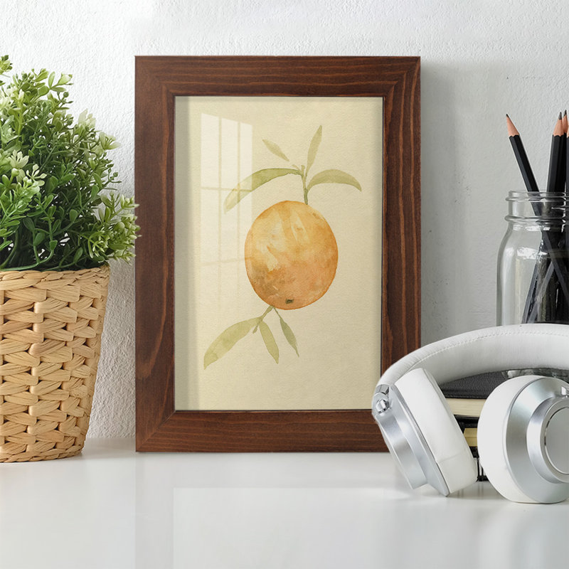 " Dappled Oranges III ", 7" H x 5" W x 1" D, Chestnut