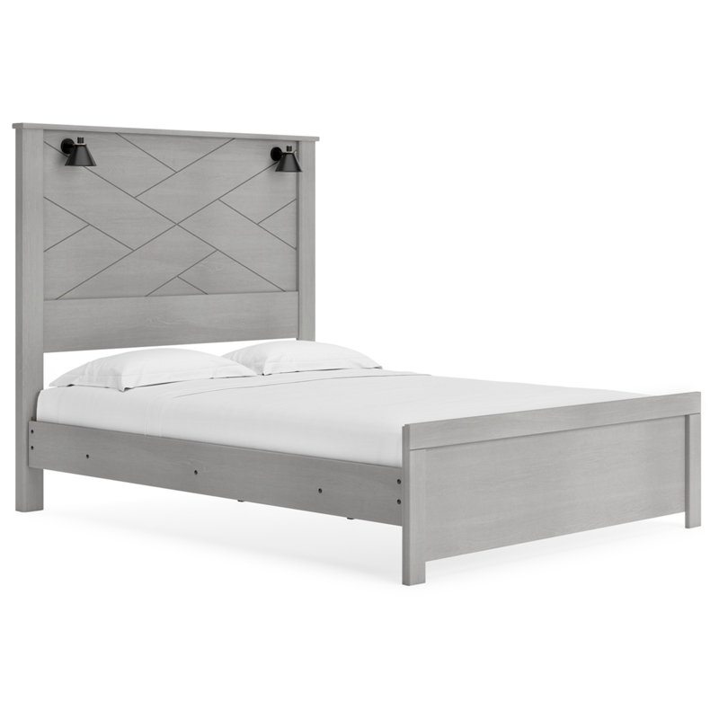 Cottonburg Queen Wood Frame Bed with Light Gray Headboard