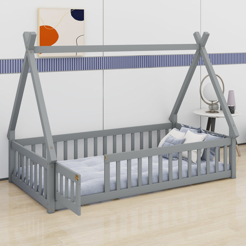 Lit pour enfant Montessori Teepee, Gris, Lit simple