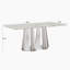 Table de salle à manger en marbre pour 6 personnes, table de salle à manger rectangulaire en faux marbre 70 po avec base en acier inoxydable à finition miroir, table de cuisine moderne en marbre de grande taille (argent, blanc)-1961935414-1961935415