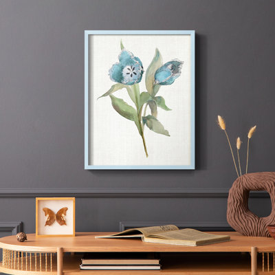 «Blue Tulip Picks I», reproduction encadrée - bois massif