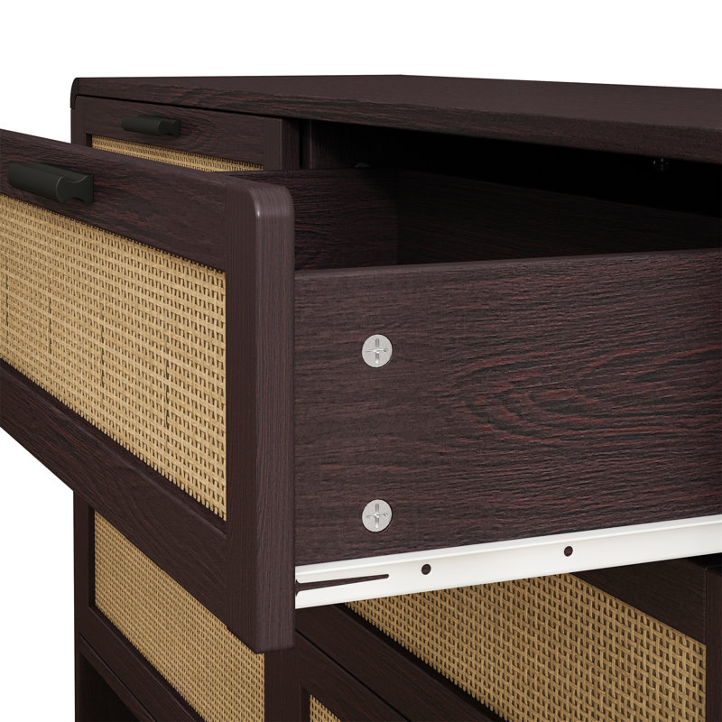 Armoire de coin en rotin 51,18 po, Brun-roux