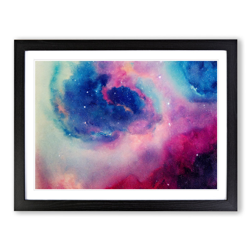 Galaxy Watercolour Vol.2 - Single Picture Frame Print, 34cm H x 46cm W x 2cm D, Black Framed