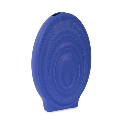 Kymya Radiant Blue Ribbed Ceramic Vase
