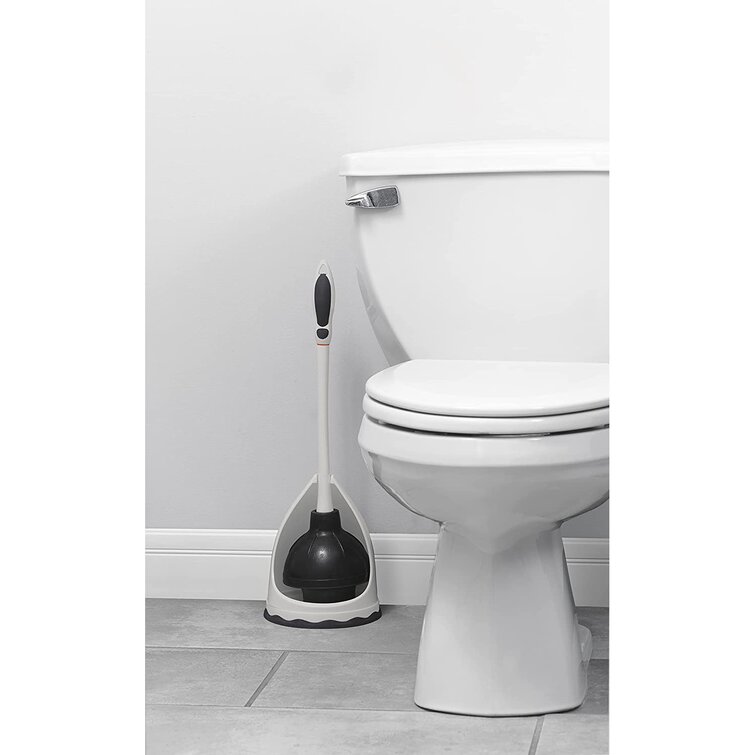 Superio Grey Toilet Plunger With Holder