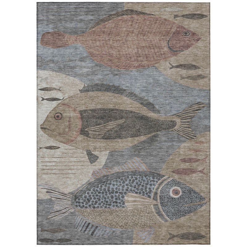 Machine Washable Indoor/Outdoor Chantille ACN2447 Coastal Rug, Gray, 3' x 5'