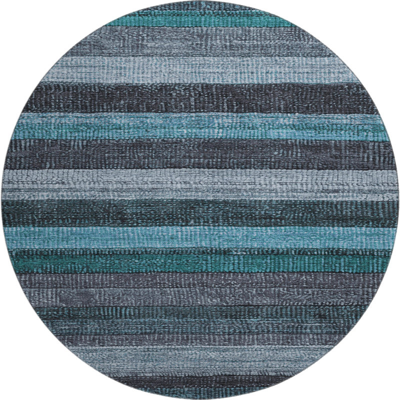 Premium Machine Washable Medena AMF1865 Stripes Rug, Round 8'