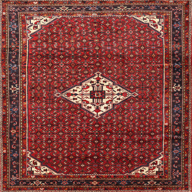 Tapis oriental rouge / beige, Carré 6 pi