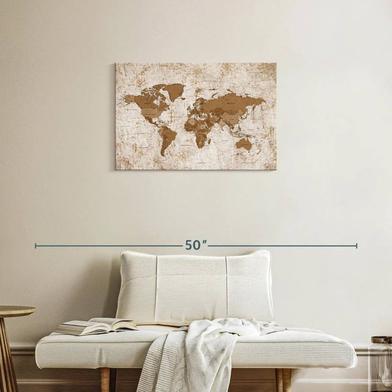 Keiri Aged World Map XIV, 20" H x 30" W