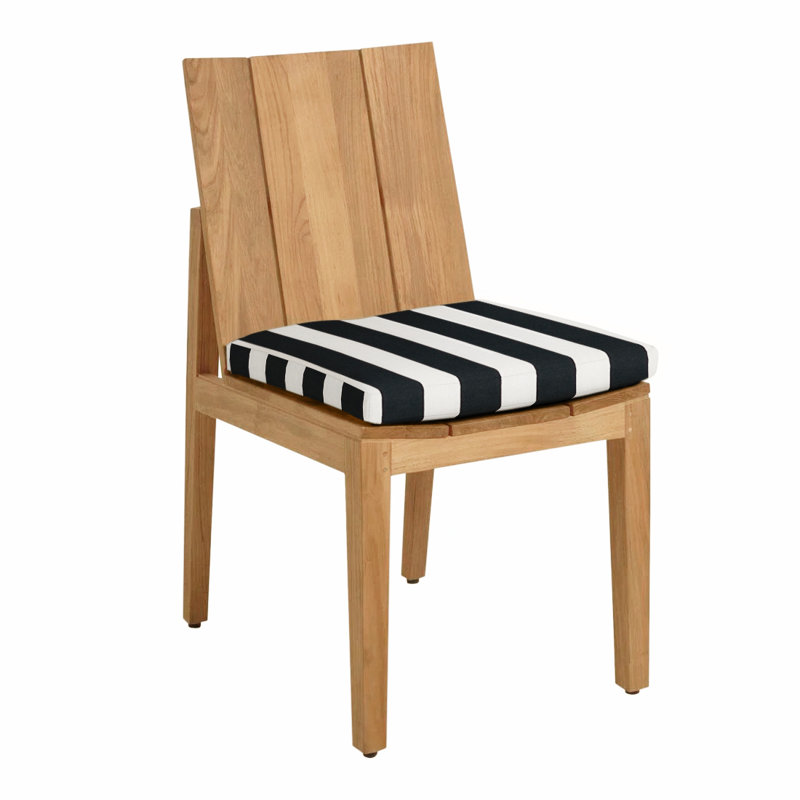 Chaise d'appoint en teck Ashland - teck naturel, Trépointe, Teck naturel, Sunbrella® ‑ Cabana à rayures minuit