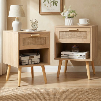  Table de chevet avec 1 tiroir de rangement (ensemble de 2) Berthol