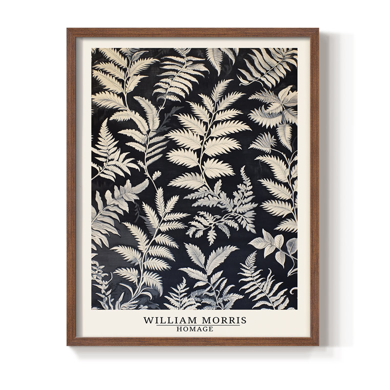 WM MORRIS Series DCCCIX Framed Print - Solid Wood, Walnut, 11" H x 9" W