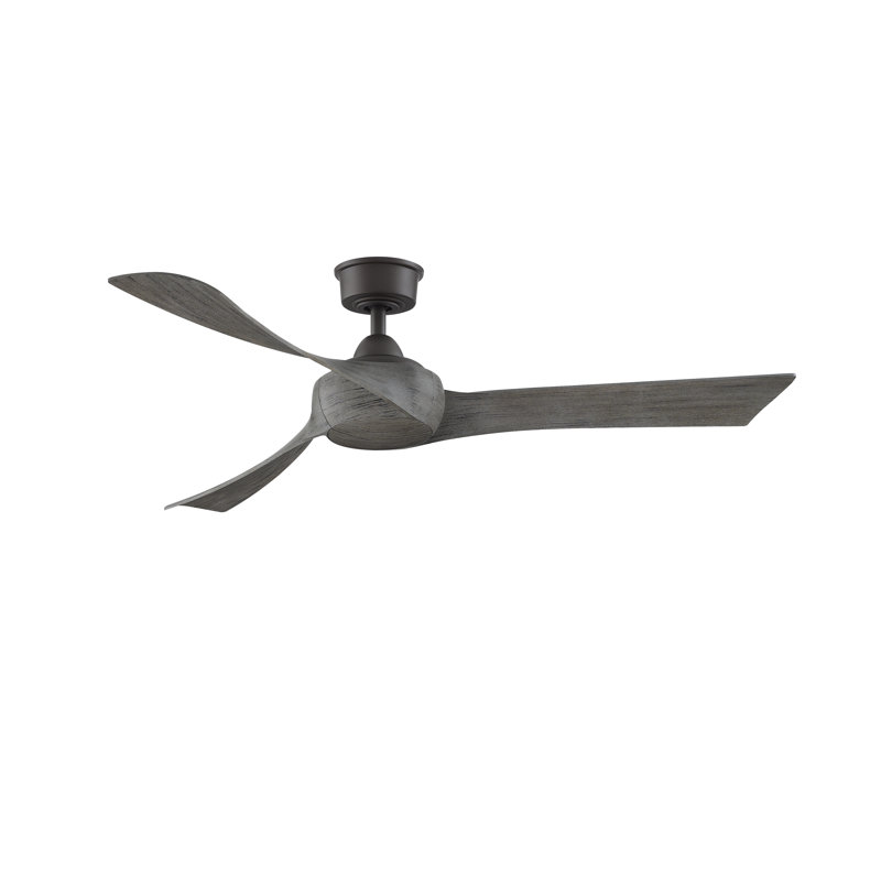Wrap Custom 56 inch Indoor/Outdoor Ceiling Fan - Matte Greige with Weathered Wood blades, Weathered Wood, Matte Greige