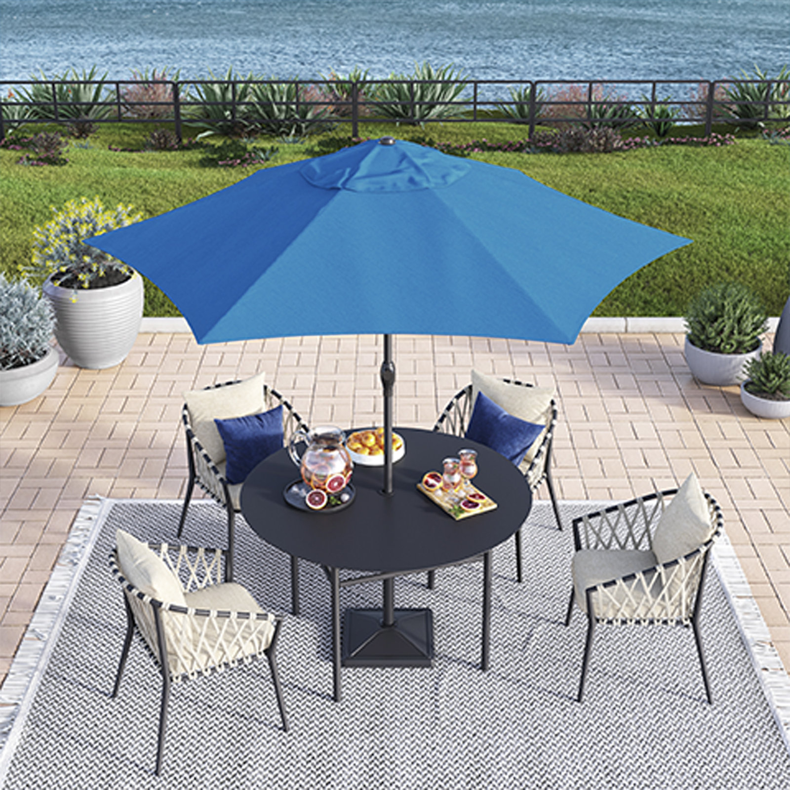Toscana 108'' Outdoor Umbrella, Pacific Blue