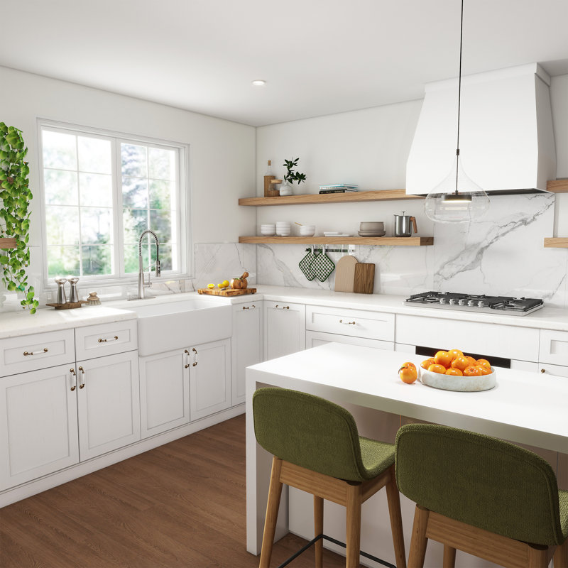 CASAINC Single Bowl White Fireclay Farmhouse Kitchen Sink With Faucet Included, Brushed Nickel