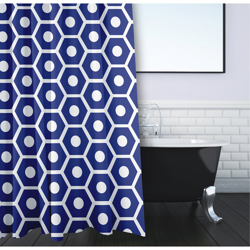 Joshi Geometric Shower Curtain, Royal Blue