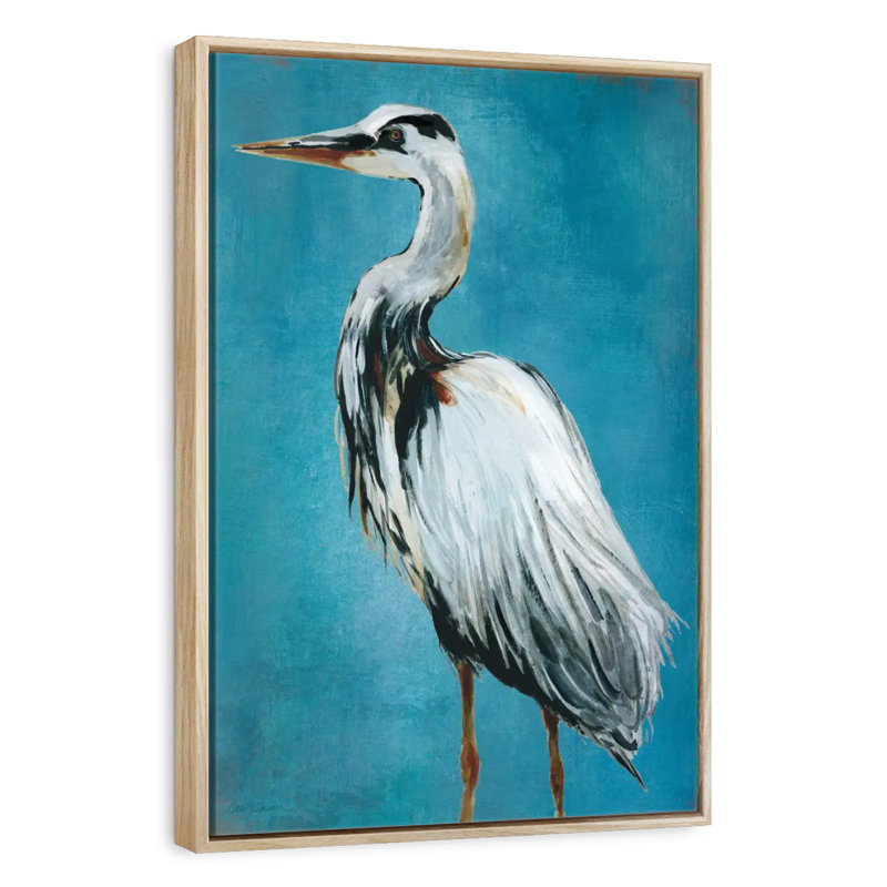 Grand héron bleu II, Floating Frame Natural Wood, 25" x 37"