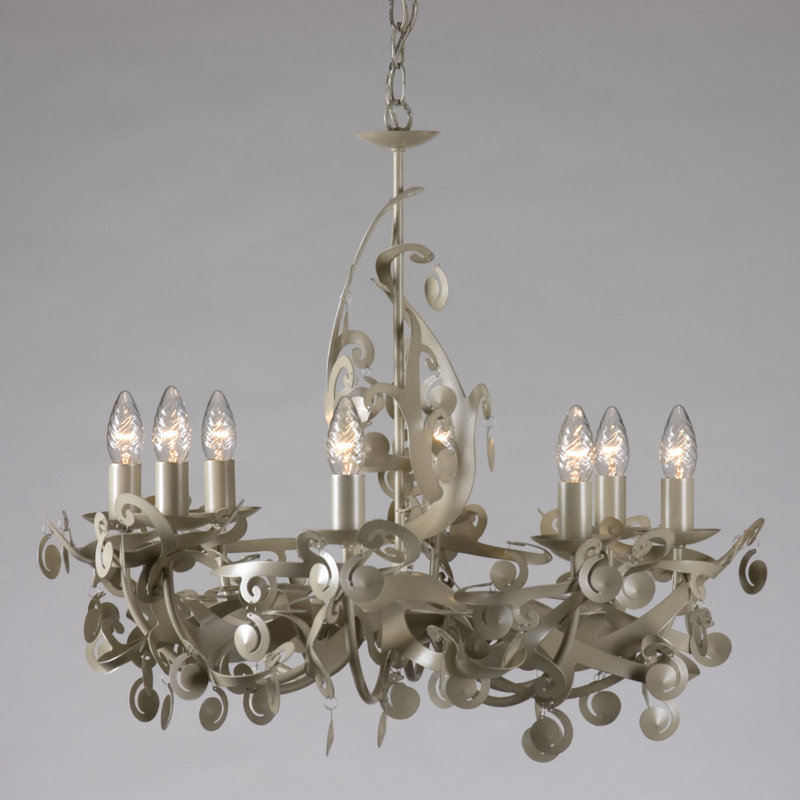 Dyar 8 - Light Candle Style Chandelier, Beach Ivory Metal