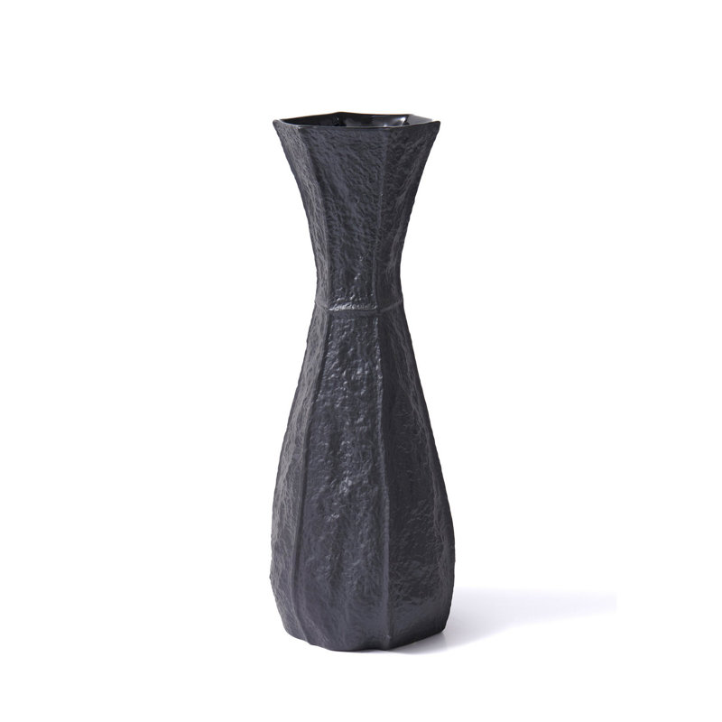 Elegant Black Ceramic Vase, 6.7 x 6.3 x 17.7 inches | 100% Durable Ceramic, Ideal for Home Décor | Perfect for Fresh Flowers & Decorative Arrangements, Stylish Addition to Any Room