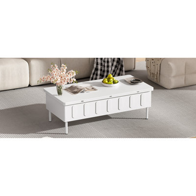 Table basse à plateau relevable avec 2 tiroirs et rangement