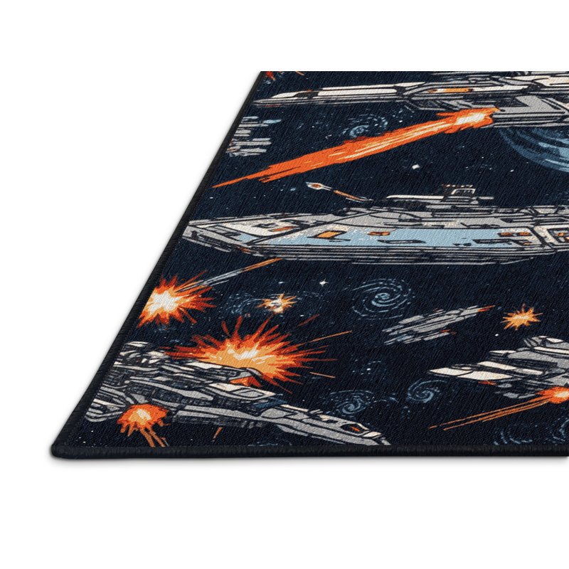 Tapis gris lavable à la machine, Rond 3 pi
