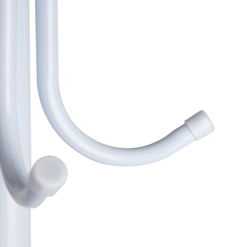 White Metal Floor-Standing Coat Rack with Umbrella Stand