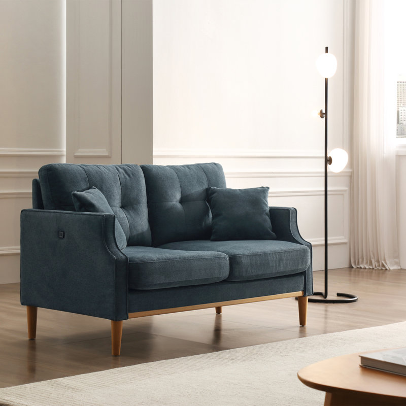 Anwita Recessed Arm Standard Loveseat, Gray 100% Polyester Duplicate 2, 35.03" H x 56.7" W x 31.9"D