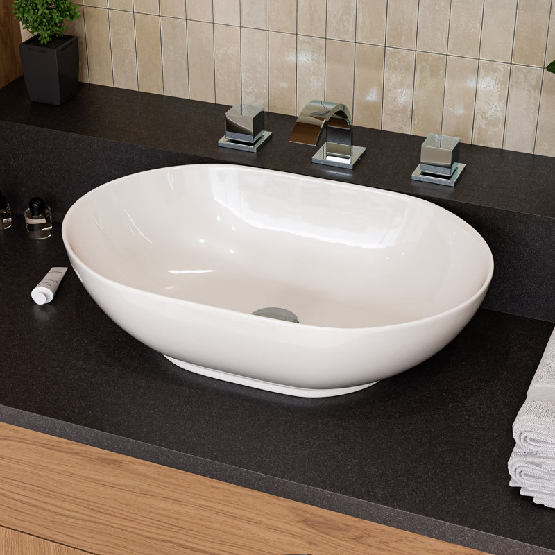 EAGO 14.75'' White Oval Bathroom Sink