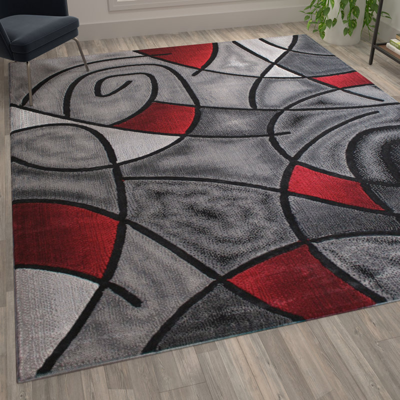Sioar Modern Abstract Pattern Olefin Accent Area Rug, Rectangle 8' x 10'