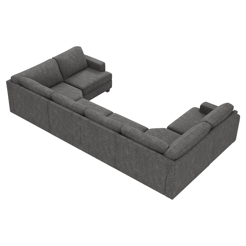 Anureet Modular U-Shaped Sectional, Light Gray Polyester