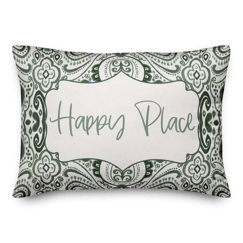  Housse de coussin rectangulaire et insert Happy Place, Vert
