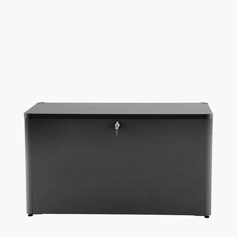 Chalandra Galvanised Steel Lockable Deck Box with Wheels, Black