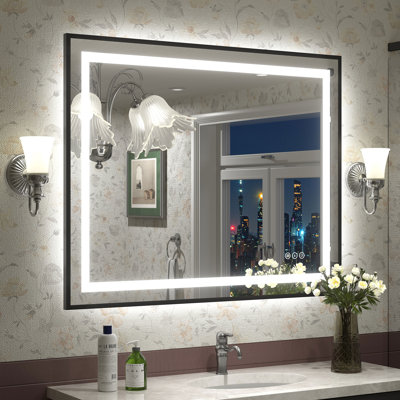 Buco Wayfair Basics® UL Certified Front & Back LED Anti-Fog Tempered Glass Framed Bathroom/Vanity Mirror
