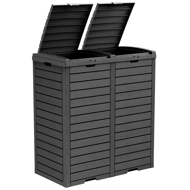 Poubelle d'extérieur 62 gallons, Noir mat