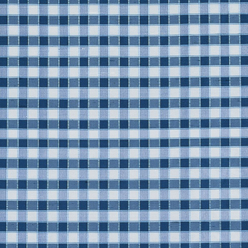 Ingrid Silk Check Fabric, Gray/Blue