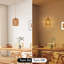 Luminaire suspendu 1 lumière 15 pi en rotin naturel avec corde de chanvre pour salon de campagne 15 pi
