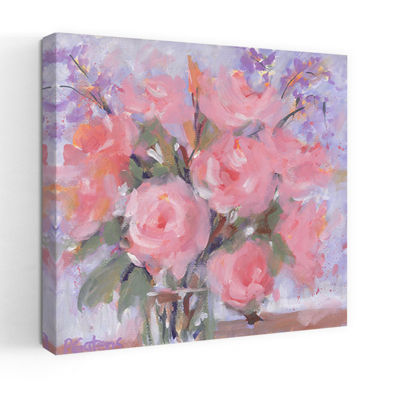 Champagne, roses, art floral contemporain, H 48 po x l 48 po