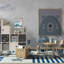 Tapis bleu / gris / blanc touffeté en patchwork-66829662