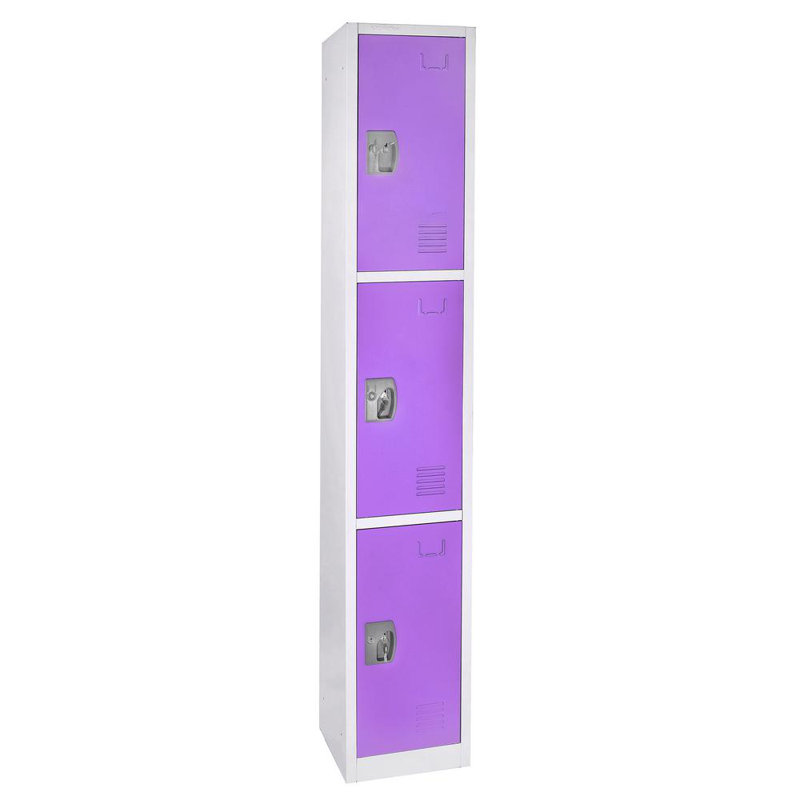 72'' Tall Purple Steel 3-Tier Office Locker