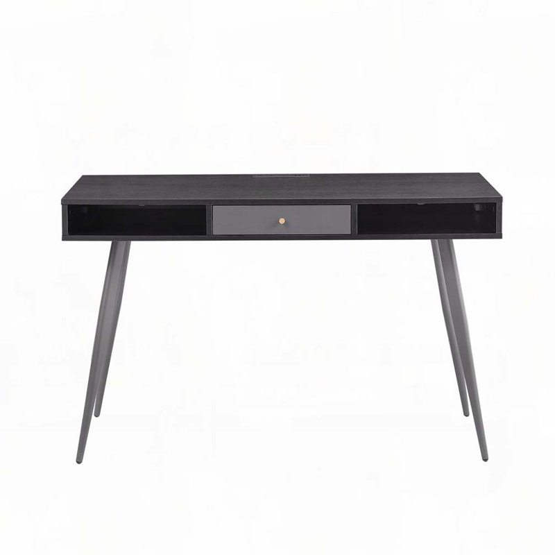 Bureau personnel avec ports USB et prise de courant, Noir