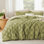 Ensemble d'édredon grand lit vert olive, ensemble de lit capitonné Boho, literie à carreaux de style Shabby Chic, 3 pièces, 1 édredon géométrique à carreaux et 2 taies décoratives