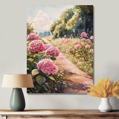 «Hydrangeas In A Country Lane II», reproduction d'art sur toile florale