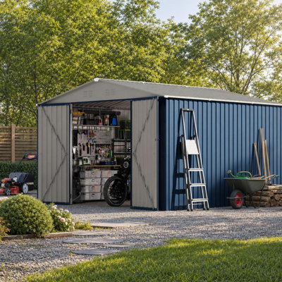 10x10 FT All Weather Lockable Metal Shed Outdoor Storage Garden Supplies Tools Lawn Equipment