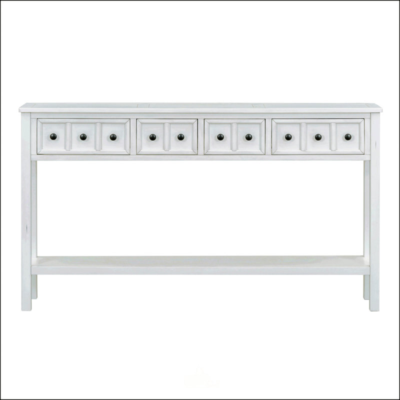 Ashay Rustic Console Table,Entry table,Hallway table with 60" Long with two Different Size Drawers and Bottom Shelf