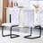 Modern Faux Leather Dining Chairs Set of 2, Glam Upholstered Side Chairs with Bow Legs, Retro Kitchen Chairs with Alligator Pattern (White, Black Spray-painted Leg )-1776176144-1776176159