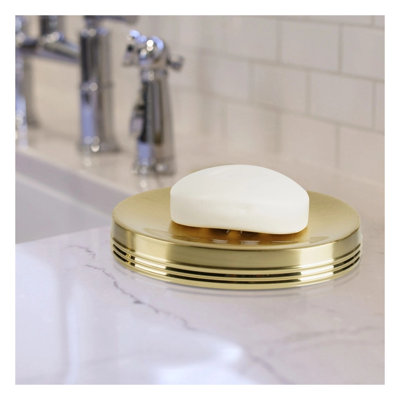 Porte-savon en acier inoxydable à finition dorée pour comptoir et douche