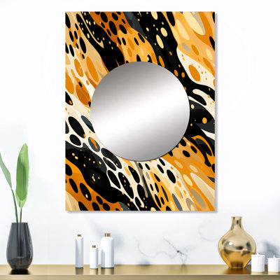 Reproduction de guépard moderne orange et noir - miroir imprimé animal, miroir mural unique Glam, impression d'art en métal