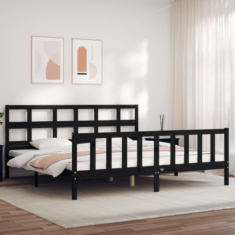 Aniqua Solid Wood Bed, Emperor (7'), Black